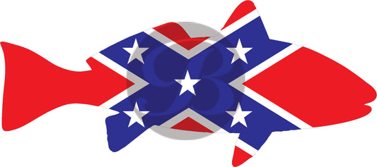 Non-Iridescent Fish Flag - Confederate Decal